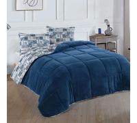 NORDIC SCHILLER Welsoft, copriletto double-face, 215 x 235 cm, indaco, 35% cotone, in microfibra, per tutto l'anno, traspirante, per chi soffre di allergie, coperta morbida, lavabile in lavatrice