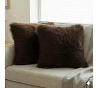 Nordic Sheep Federa per cuscino in pelliccia di agnello a pelo lungo, 50 x 50 cm, morbida pelliccia per sedie, divano e letto, accogliente seduta in pelliccia di agnello, colori naturali e alla moda