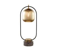 Nordic Simple Wrought Iron Smoke Gray Glass Desk Light LED Living Room Decoration Table Lamp Bedroom Bedside Lighting