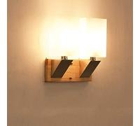 Nordic Solid Wood Glass E14 Wall Lamp Living Room Wall Light Spotlights Creative Study Bedroom Bedside Lamp Wall Sconce Light Lampshade Pendant Lamp Wall Lamp