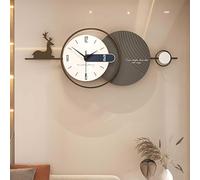 Nordic Style Large Wall Clock, 80cm Stag Decor Silent Non Ticking Quartz Clock for Living Room Bedroom Office - Metal Frame Decoration by
