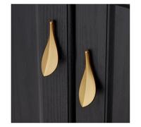 Nordic Style Solid Brass Cabinet Knob, 32 mm Gold Leaf Shaped Furniture Handle, Single Hole Door Pull for Wardrobe Dresser Cupboard, Modern Minimalist Hardware(2 pezzi)