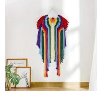 Nordic Style Woven Tapestry Rainbow Angel Wing Tapestry Large Dreamcatchers Cotton Rope Wall Hanging Colorful Background Wall Decoration For Bedroom Living Room Home Bohemian Apartment Decoration