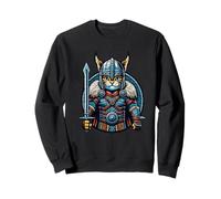 Nordic Viking Cat Warrior Norse per donne, uomini, bambini Felpa