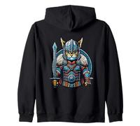 Nordic Viking Cat Warrior Norse per donne, uomini, bambini Felpa con Cappuccio