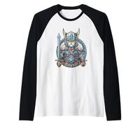 Nordic Viking Cat Warrior Norse per donne, uomini, bambini Maglia con Maniche Raglan