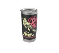 Nordic Viking Raven - Consapevolezza del cancro al seno, nastro rosa Bicchiere termico in acciaio inox doppia parete