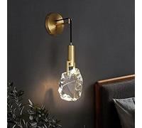 Nordic Wall Sconce Lamps LED Single Head Natural Crystal Lampshade Nordic 7W Wall Sconce Copper Wall Light for Living Room Bedroom
