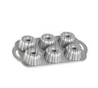 Nordic Ware Anniversary Tortiera Bundtlette, 6 Mini Stampo Chiffon Cake, Angel Cake e Ciambellone, Teglia Torta in Alluminio Antiaderente, Accessori Cucina di Alta Qualità Made in USA, Colore: Argento