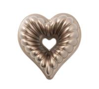 Nordic Ware Elegant Heart Bundt 55548, stampo torta a cuore, oro marrone