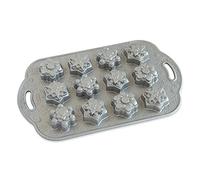 Nordic Ware Frosty Flakes - Mini stampo per torta in alluminio pressofuso con fiocco di neve, qualità premium, Made in USA, colore: argento, capacità 2 tazze