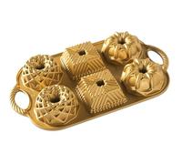 Nordic Ware - Stampo per tortine Geo Bundtlette, mini bundt, prodotto negli Stati Uniti, colore: Oro
