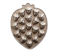 Nordic Ware Strawberry Patch Bites Teglia per torta in alluminio pressofuso con motivo frutta, padella antiaderente colore: Toffee