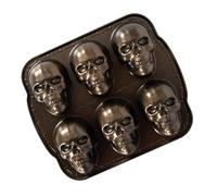 Nordic Ware Tortiera Halloween a Forma di Teschio, Stampo Torta e Cioccolatini con 6 Teschi, Formine Halloween in Alluminio Antiaderente, Accessori Cucina di Alta Qualità Made in USA, Colore: Bronzo
