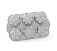 Nordic Ware Tortiera per Fiocchi di Neve, Stampo Torta con 6 Slot a Tema Invernale e Natalizio, Teglia Forno in Alluminio Antiaderente, Accessori Cucina di Alta Qualità Made in USA, Colore: Argento