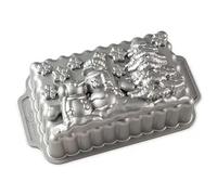 Nordic Ware Winter Wonderland - Teglia per pane, in alluminio pressofuso natalizio, con motivo Babbo Natale, stampo per torte realizzato negli Stati Uniti, colore: argento