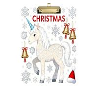 Nordic White Merry Christmas Unicorns A4 Disegno Appunti Impermeabile Sottile Metallo Appunti per Infermieristica Studente Commercio Quest Dimensioni 9 x 12
