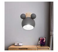 Nordic Wooden Wall Lamp Wall Lights Indoor Cute Lamps for Living Room Bedroom Wall Sconce Children Color Light Fixtures (Lampshade Color : Green Pendant) (Gray)