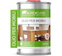 Nordicare Olio per mobili [1L] Olio per legno per la manutenzione incolore per rovere, faggio, larice. Mordente per legno a base di olio di lino