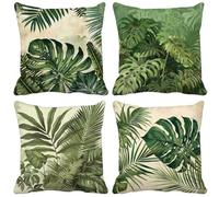 Nordico Federe Cuscini Divano 75 x 75 Cuscini per Divano Set di 4 Foglia Outdoor Cushions Waterproof Lino Decorative Pillows per Camera da Letto Soggiorno Sofa Estate Esterno Giardino Panca d10-V