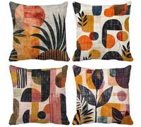 Nordico Federe Cuscini Divano 80 x 80 Cuscini per Divano Set di 4 Arte astratta Outdoor Cushions Waterproof Lino Decorative Pillows per Soggiorno Primavera Sofa Estate Esterno Giardino Panca d15-9