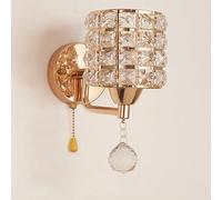 Nordico moderno applique da parete con interruttore a cavo per interni Creativo Lampada da parete di cristallo Soggiorno Camera da letto Applique da parete Illuminazione (Gold,1-Light)