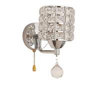 Nordico moderno applique da parete con interruttore a cavo per interni Creativo Lampada da parete di cristallo Soggiorno Camera da letto Applique da parete Illuminazione (Silver,1-Light)
