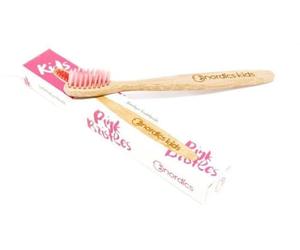 Nordics Organic Care Spazzolino da denti ecologico per bambini, in bambù con setole rosa
