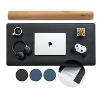 Nordik - Tappetino da scrivania antiscivolo in feltro e pelle, 89 x 43 cm, in feltro e pelle vegana, organizer per documenti, tappetino da scrivania e tappetino da scrivania, protezione per scrivania