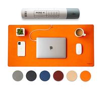 Nordik - Tappetino da scrivania in pelle con organizer per cavi, 89 x 43 cm, tappetino per mouse esteso di alta qualità, per accessori per casa e ufficio, antiscivolo, in pelle vegana, protezione per