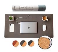 Nordik - Tappetino da scrivania in pelle di sughero (grigio canna di fucile, 89 x 43 cm) Premium esteso tappetino per mouse per casa e ufficio, antiscivolo in pelle vegana, protezione da scrivania