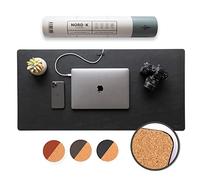 Nordik - Tappetino da scrivania in pelle di sughero, organizer per cavi, 89 x 43 cm, tappetino per mouse esteso di alta qualità, per accessori per casa e ufficio, tappetino antiscivolo in pelle vegana