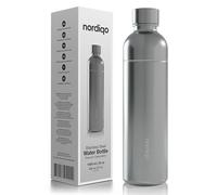 Nordiqo Bottiglia 1L Acciaio Inox | Compatibile con Aarke, Sodastream Art, Duo, Enso, Terra & Gasatori Acqua | Senza Scadenza/Plastica | Anti-Perdite | Lavabile Lavastoviglie