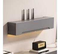 Nordivo Mensola Router In Legno Da Parete, Scatola Porta Router WiFi, Armadietto Copri Router WiFi, Gestione Cavi, Per Casa E Ufficio(Gray,L23.6in/60cm)