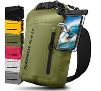Nordlight Dry Bag Sacca Impermeabile + Custodia per Cellulare + Chiusura Arrotolabile, Tracolla | Zaino Impermeabile Sacca Stagna Borsa | Spiaggia, Canoa, SUP, Immersioni - Verde Oliva, 10 Litri