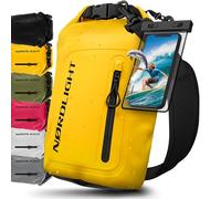 Nordlight Dry Bag Sacca Impermeabile + Custodia per Cellulare + Chiusura Arrotolabile, Tracolla | Zaino Impermeabile Sacca Stagna Borsa | Spiaggia, Canoa, SUP, Immersioni - Giallo, 10 Litri
