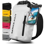 Nordlight Dry Bag Sacca Impermeabile + Custodia per Cellulare + Chiusura Arrotolabile, Tracolla | Zaino Impermeabile Sacca Stagna Borsa | Spiaggia, Canoa, SUP, Immersioni - Bianco, 10 Litri
