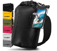 Nordlight Dry Bag Sacca Impermeabile + Custodia per Cellulare + Chiusura Arrotolabile, Tracolla | Zaino Impermeabile Sacca Stagna Borsa | Spiaggia, Canoa, SUP, Immersioni - Nero, 10 Litri