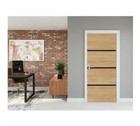 NORDLINGER PRO Kit ristrutturazione porta decoro rovere e profili neri - Adesivo