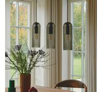 Nordlux Lampada a sospensione Miella, a 3 luci, vetro rigato, fumo/nero Nordlux