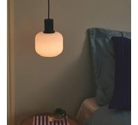 Nordlux Lampada a sospensione Milford Mini, nero, vetro rigato Nordlux