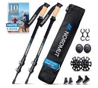 NORDMUT® Bastoni da trekking telescopici in alluminio | Nordic Walking Bastoni da donna e uomo | bastoncini da trekking ultraleggeri [con set di tamponi in gomma] regolabili con manico in vero sughero