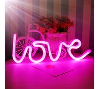 Nordstylee - Lampada al neon con scritta Love, luci notturne a LED per bambini, lampada decorativa da parete, per compleanno, Natale, matrimonio (rosa)