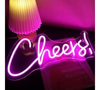 Nordstylee LED Cheers Pink Neon Sign Word Light Up Signs for Bedroom Home Game Room Beer Bar Club Pub Hotal Desk Wall Art Decorations Party Light(pink)
