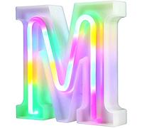 Nordstylee Luci a LED illuminate, lettere al neon per parete, per festa di compleanno, Natale, decorazione di nozze, lettere colorate (M)