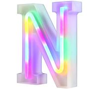 Nordstylee Luci a LED illuminate, lettere al neon per parete, per festa di compleanno, Natale, decorazione di nozze, lettere colorate (N)