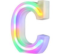 Nordstylee Luci a LED illuminate, lettere al neon per parete, per festa di compleanno, Natale, decorazione di nozze, lettere colorate (C)