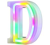 Nordstylee Luci a LED illuminate, lettere al neon per parete, per festa di compleanno, Natale, decorazione di nozze, lettere colorate (D)