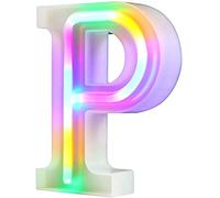 Nordstylee Luci a LED illuminate, lettere al neon per parete, per festa di compleanno, Natale, decorazione di nozze, lettere colorate (P)