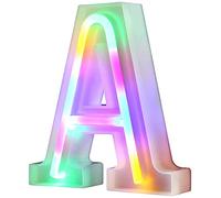 Nordstylee Luci a LED illuminate, lettere al neon per parete, per festa di compleanno, Natale, decorazione di nozze, lettere colorate (A)